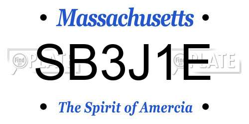SB3J1E Massachusetts License Plate