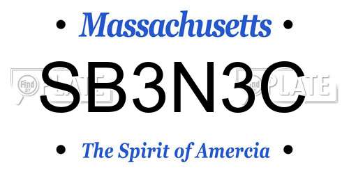 SB3N3C Massachusetts License Plate
