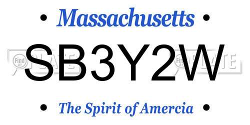SB3Y2W Massachusetts License Plate