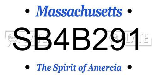 SB4B291 Massachusetts License Plate