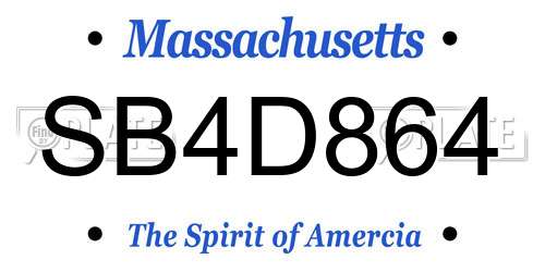 SB4D864 Massachusetts License Plate