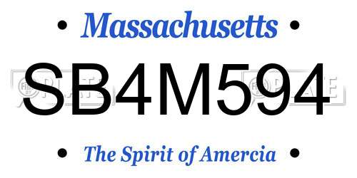 SB4M594 Massachusetts License Plate
