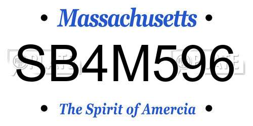 SB4M596 Massachusetts License Plate
