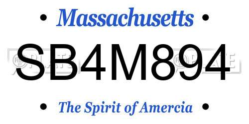 SB4M894 Massachusetts License Plate