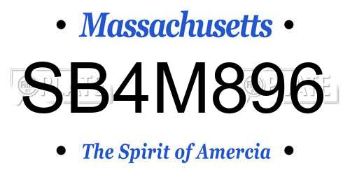 SB4M896 Massachusetts License Plate