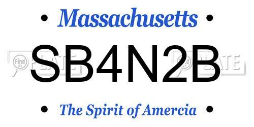 SB4N2B Massachusetts License Plate