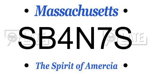 SB4N7S Massachusetts License Plate