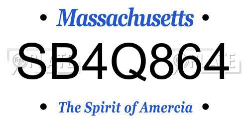 SB4Q864 Massachusetts License Plate