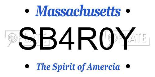 SB4R0Y Massachusetts License Plate