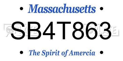 SB4T863 Massachusetts License Plate