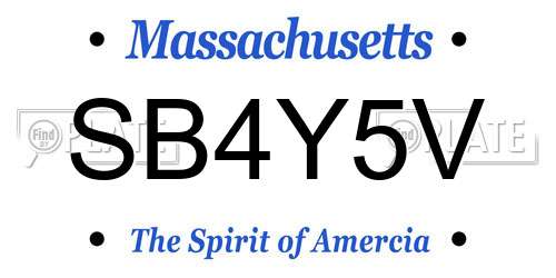 SB4Y5V Massachusetts License Plate