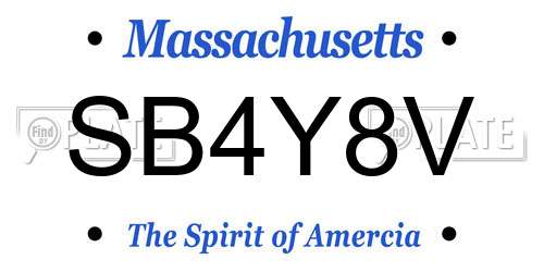 SB4Y8V Massachusetts License Plate
