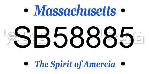 SB58885 Massachusetts License Plate
