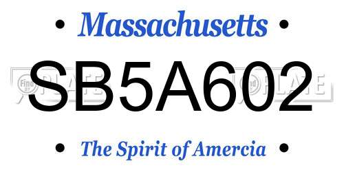 SB5A602 Massachusetts License Plate