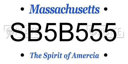 SB5B555 Massachusetts License Plate