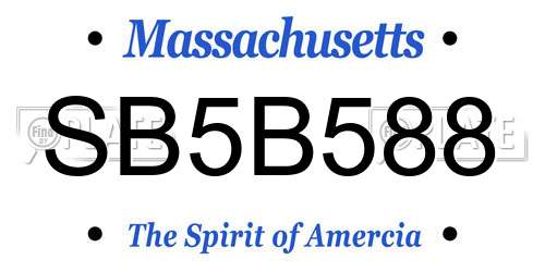 SB5B588 Massachusetts License Plate