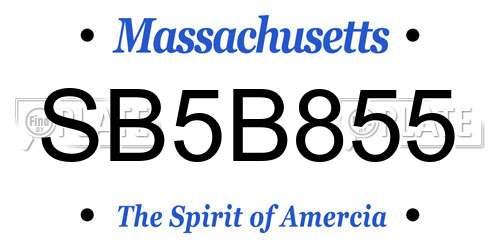SB5B855 Massachusetts License Plate