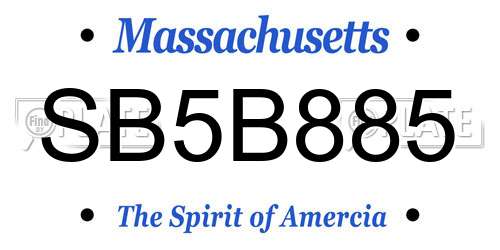SB5B885 Massachusetts License Plate