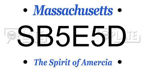 SB5E5D Massachusetts License Plate
