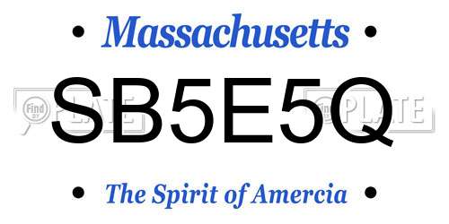 SB5E5Q Massachusetts License Plate
