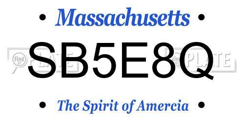 SB5E8Q Massachusetts License Plate