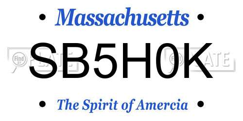 SB5H0K Massachusetts License Plate