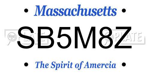 SB5M8Z Massachusetts License Plate