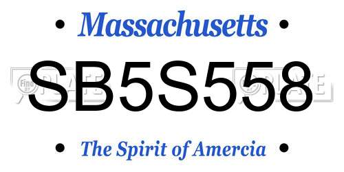 SB5S558 Massachusetts License Plate