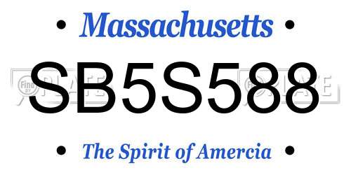 SB5S588 Massachusetts License Plate