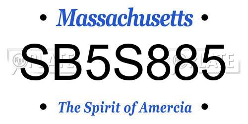 SB5S885 Massachusetts License Plate