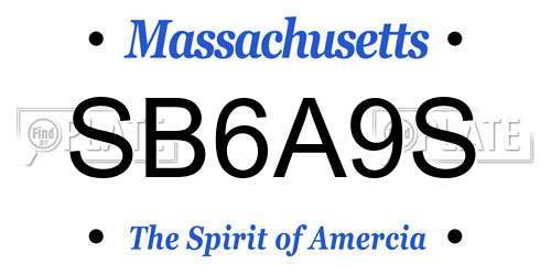 SB6A9S Massachusetts License Plate