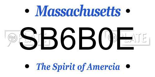 SB6B0E Massachusetts License Plate
