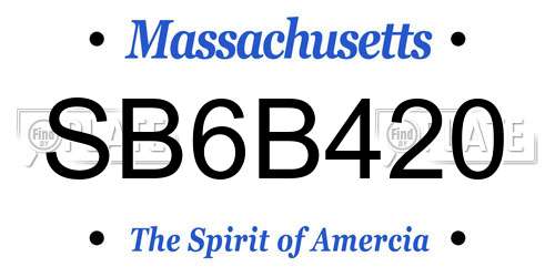 SB6B420 Massachusetts License Plate