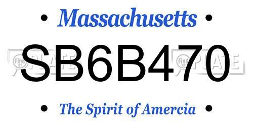 SB6B470 Massachusetts License Plate