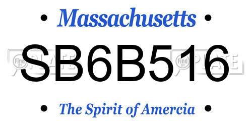 SB6B516 Massachusetts License Plate