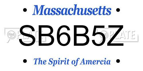 SB6B5Z Massachusetts License Plate