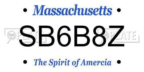 SB6B8Z Massachusetts License Plate