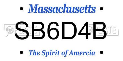 SB6D4B Massachusetts License Plate
