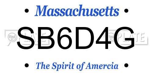 SB6D4G Massachusetts License Plate