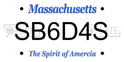 SB6D4S Massachusetts License Plate