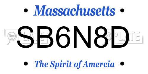 SB6N8D Massachusetts License Plate