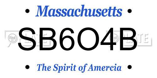 SB6O4B Massachusetts License Plate