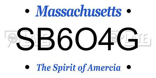 SB6O4G Massachusetts License Plate