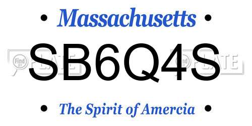 SB6Q4S Massachusetts License Plate