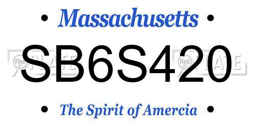 SB6S420 Massachusetts License Plate