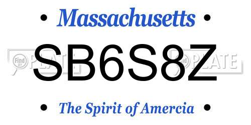 SB6S8Z Massachusetts License Plate
