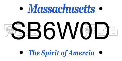 SB6W0D Massachusetts License Plate