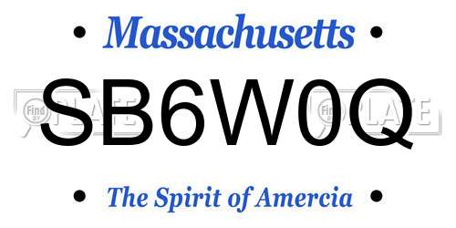 SB6W0Q Massachusetts License Plate