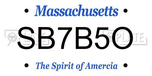 SB7B5O Massachusetts License Plate