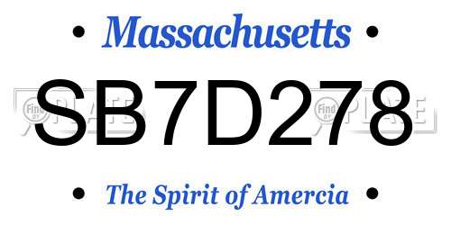 SB7D278 Massachusetts License Plate